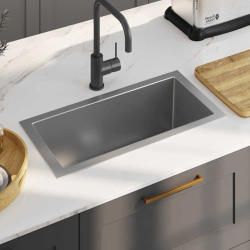 Emmtore Fregadero de cocina hecho a mano acero inoxidable 60 x 30 x 20 cm