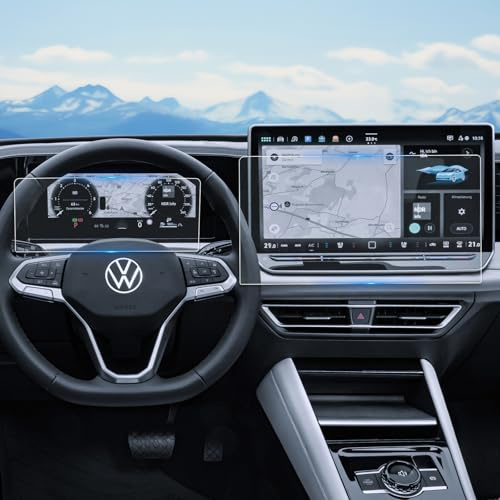 WEIPIN Film de protection 9H pour VW Ti-guan III 2024-2025 Navigation 15 pouces et cockpit numérique 10,25 pouces Universel pour VW Ti-guan MK 3 verre trempé Accessoires anti-rayures