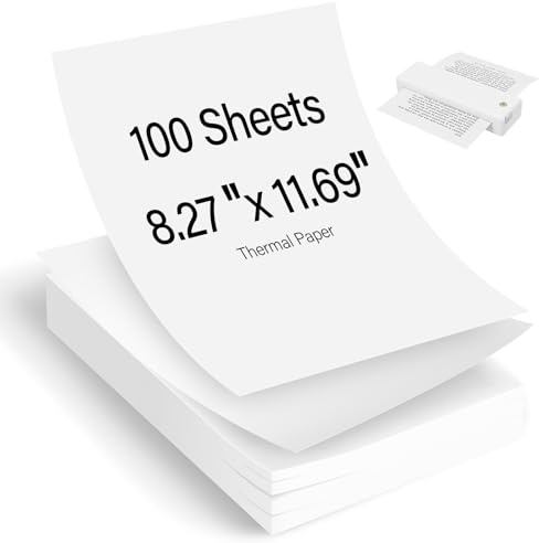 Papier Thermique A4, 100 Feuilles Papier Imprimante Thermique, Sans BPA, Séchage Rapide, Compatible Avec La Plupart des Imprimantes Thermiques A4, pour Imprimante Thermique pour Documents, Pages Web