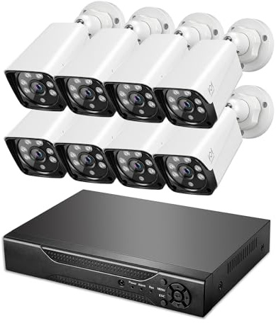 KEPEAK Wired Security Camera System Indoor Outdoor, Motion Detection, Remote Access, 8pcs 1080P Surveillance CCTV Cameras, H.265+ 8CH DVR(NO HDD)
