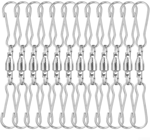 Drehbare Doppelhaken-Clips, 12 Stück, für Vogelfutterspender, Blumentöpfe, Windspiele, Drachen, Windsäcke und Outdoor-Hängeprojekte