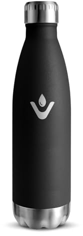 Motswedi Botella Agua Acero Inoxidable, 500 ml Libre de BPA, Botella Agua, de Doble Pared a Prueba de Fugas, Termo, Acero Inoxidable 18/8, Cantimplora, Cantimplora Acero Inoxidable Negro mate