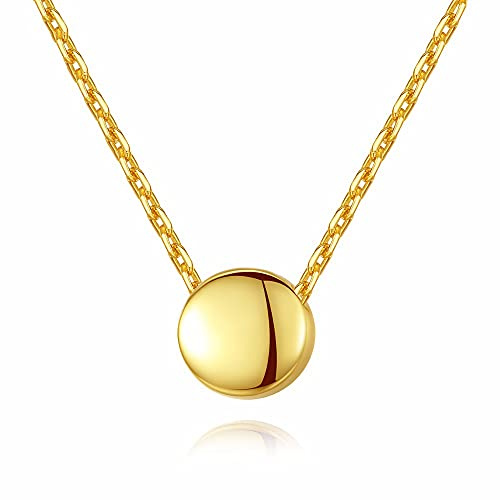 Pendentif haricots ronds couleur 925 pour femmes, chaînes à maillons, collier miroir, bijoux
