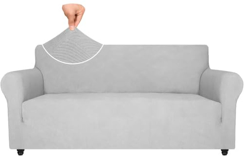Ystyle Stretchigt Sofföverdrag med armstöd 3-Sits, Elastiskt Pet Soff Cover Töjbart överdrag, Avtagbar Halkskydd Fåtöljöverdrag Möbel Maskintvättbar, Sofföverkast För Soffa Fåtölj, Silvergrå