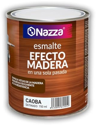 Nazza Pintura Efecto Madera para superficies metálicas, minerales o de madera - Simula las vetas naturales en una sola pasada - Disponible en Nogal, Cerezo y Caoba - Formato 750ml (Cerezo)