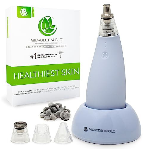 Microderm GLO MINI Facial Vacuum Pore Cleaner & Minimizer Tool with Microdermabrasion Add-On Option - #1 Advanced Suctioner Machine for Face and Nose - Promotes Clean Bright Youthful Glowing Skin