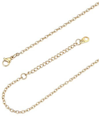 FOCALOOK Edelstahl Kette Damen 1mm/1.4mm/2mm/2.5mm Halskette für Anhänger | Kettenlänge: 35cm-75cm, 4 Farben: Silber/Gold/Schwarz/Rosegold, Kann einzeln oder mit Anhänger getragen werden