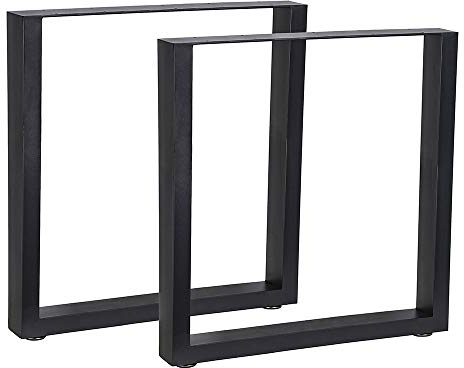 Melko 2er Set Tischbeine aus Stahl 70 x 72 cm Tischkufen Vierkantrohr Tischuntergestell Industrie Look Möbelbeine inkl. Bodenschoner