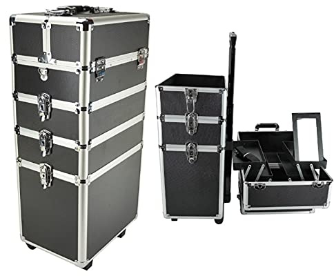 Schminkkoffer Kosmetik Friseurwagen Kosmetikkoffer 4 in 1 schwarz