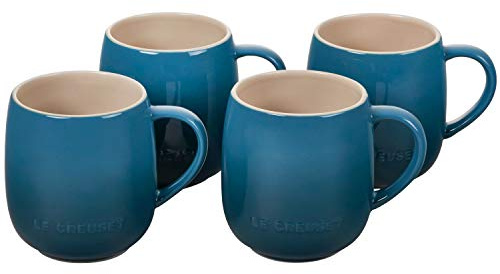 LE CREUSET Set mit 4 Bechern aus Steinzeug, je 380 ml, Deep Teal