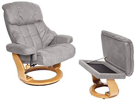 Mendler MCA Calgary XXL - Sillón de relax (soporta hasta 180 kg, tela), color gris claro y marrón