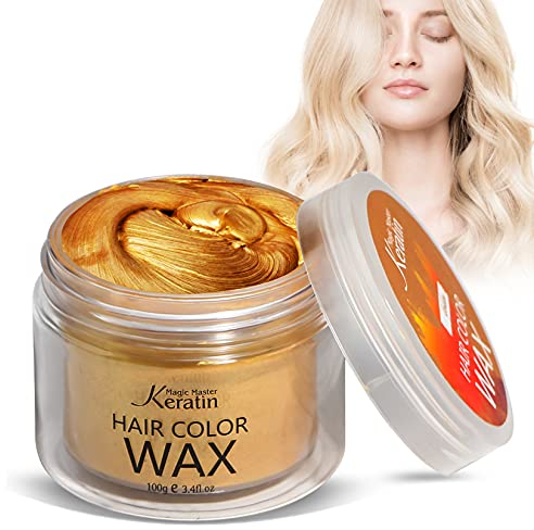 Cire de couleur de cheveux, Magic Master Keratin pommades coiffantes à la cire de cheveux, temporaire pour les cheveux pour hommes et femmes, festival, cosplay et Halloween (doré)