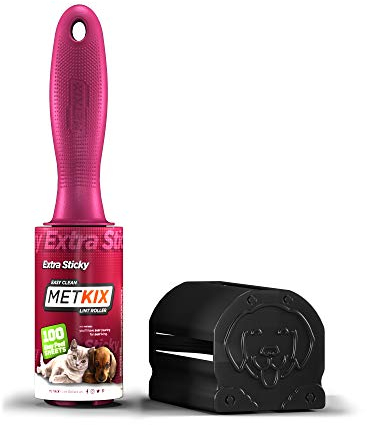 Metkix Lint Rollers for Pet Hair Extra Sticky, Special Cover Design Black Dog, Pet Hair Remover, 100 Sheets