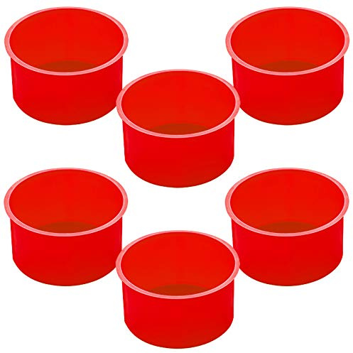 DaKuan Moldes de silicona para magdalenas, cupcakes, tartas por capas, tartas de queso, chocolate y tartas arcoíris, 6 piezas, rojo