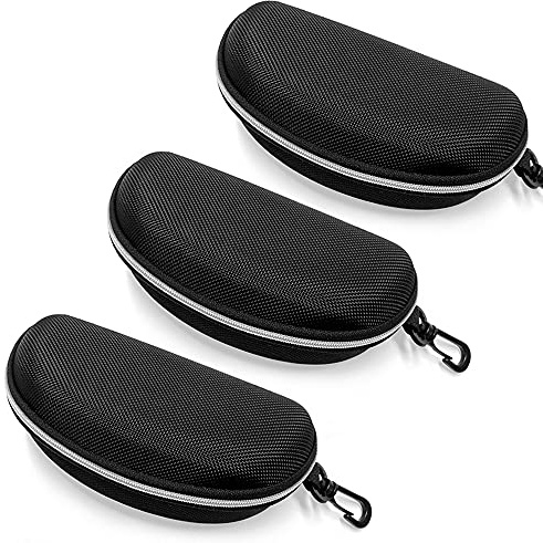 EKdirect 3 Stück Sonnenbrille Brillenetui Reißverschluss Hartschale mit Gürtelclip