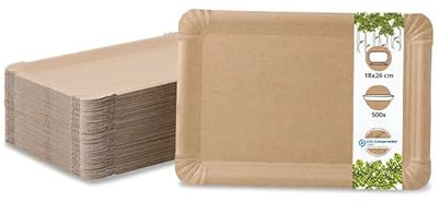 BIOZOYG 500 Pappteller eckig braun 18x26 cm | Nachhaltig, Robust & Recyclebar | Einwegteller für Geburtstage, Grillfeiern & Partys | Nachhaltige Forstwirtschaft | Disposable Plates
