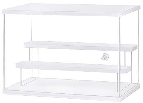 Lilezbox Clear Acrylic Display Case with Ladder Clear Storage Box Countertop Box Cube for Collectibles,Dustproof Protection Showcase for Action Figures Toys Collectibles, (12.5 X 7 X 8.5 in,white)
