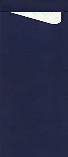Pochette à couverts ELAG - Pochetta FIT Navyblue 400 pièces par boîte- 85 x 190 mm – serviette inclus P-FIT214-5