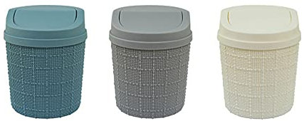 NAQ Ailovone Mini Desktop Mülleimer 2Stück Abfalleimer mit Schwingdeckel Kleiner MülleimerSchreibtisch kompaktes Design Kosmetikeimer für Küche, Badezimmer, Büro, Schreibtisch, Waschtisch (3PCS)