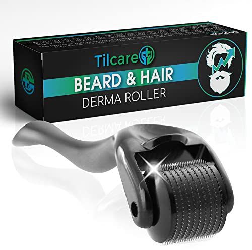 Dermaroller Barba e Capelli Crescita by Tilcare - Dermaroller Capelli in Titanio Sterile 0.25mm da Uomo - Strumento a Microaghi Cuoi Capelluto dormiente e Follicoli Facciali che Crea Peli e Capelli