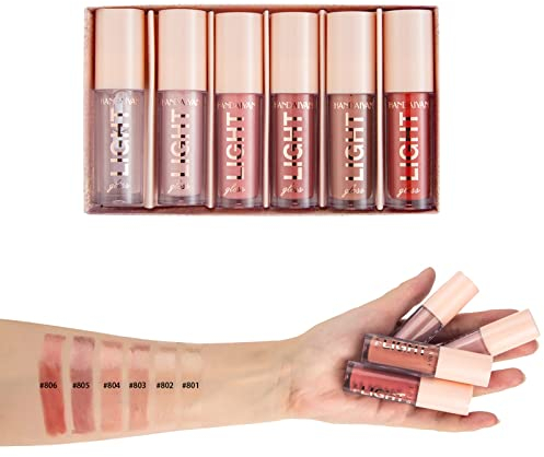 6 pcs Lipgloss, Schimmer und Glanz, für voller wirkende Lippen, Feuchtigkeitsspendend, für natürlich glänzende Lippen, Lifter Gloss, Feuchtigkeitsspendender Lipgloss mit Boosting-Effekt(01)
