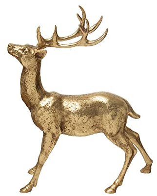 Creative Co-Op Decorative Standing Deer Figurine, Gold, 11L x 4W x 14H