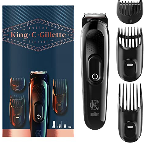 King C. Gillette Drahtloser Bart und Bart Trimmer für Männer mit Präzisions-Schneiden und 3 Ersatzaufsätzen
