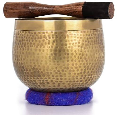 Juego de cuencos tibetanos 100 % martillados a mano en Nepal para meditación, yoga, chakra, accesorios de meditación, regalos únicos para mujeres y hombres (8 cm) (11 x 14 cm)