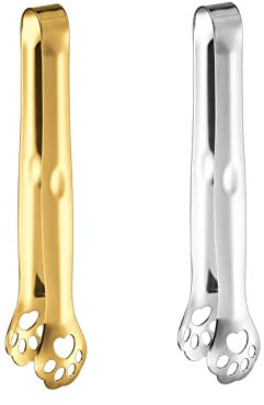NentMent 2 Pack Food Tongs Cat Paw Ice Suger Serving Tong Non-Slip Cooking Clip Baking Clips Steak Clamp Bear Claw Meal Clips 304 Stainless Steel Desert Barbecue Buffet Toaster Tools Kitchen Gadgets