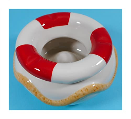 Aschenbecher Rettungsring 7 x 13 cm Ø Maritm Ascher Figur Deko GRF 39.1585 A rot