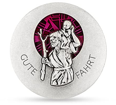 NKlaus Autoplakette Christophorus Gute Fahrt, magnetisch, 4cm, 1 Stück | 3D-Motiv; Gewicht ca. 30g