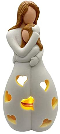 Lecerrot Mutter Tochter Kerzenhalter, Mama Kerzenständer Geschenke, Langlebige Mutter Tochter Kerzenhalter Figur, Mutter Und Tochter Kerzenhalter Mit LED Kerze Geburtstagsgeschenk