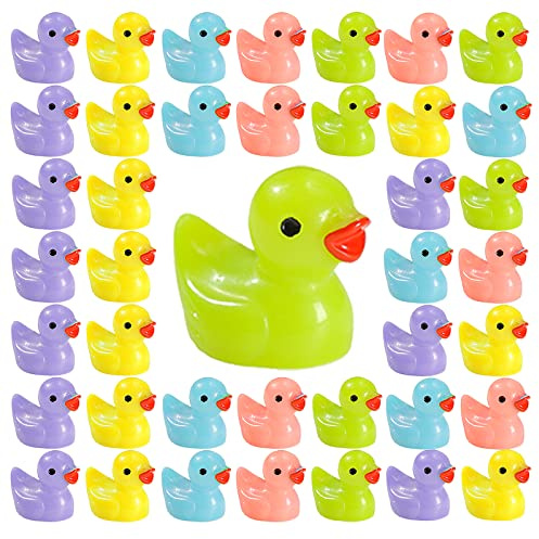 YUNYAN Lot de 50 mini figurines d'animaux en résine - 5 couleurs - Canards - Figurines miniatures réalistes - Décoration de jardin pour potting micro paysage