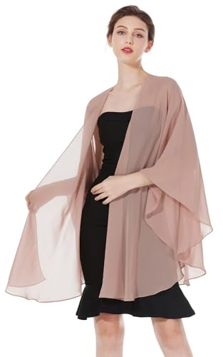 BEAUTELICATE Chal Mujer Fiesta Capa Poncho Gasa Estola para Boda Elegante Suave Ligero Mantón Verano Primavera (Dusty Rose)