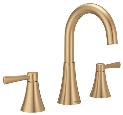 Moen Ronan Bronzed Gold Two-Handle Adjustable Widespread Modern Bathroom Faucet, Valve Included, 84023BZG