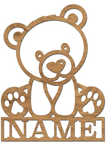 codiarts. Namensschild, Wandbild, Kinderzimmer, Kindertür, personalisierbar mit Namen, selbstklebend (Bär)
