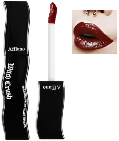 DE'LANCI Goth Roter Lippen Gloss–Feuchtigkeitsspendend,Verschmutzungsfest & Wasserdicht,Vegan,Tierversuchsfrei,Nicht Klebriges Glänzendes Finish Für Kühne Vampir-Looks & Tägliche Trageweise #02
