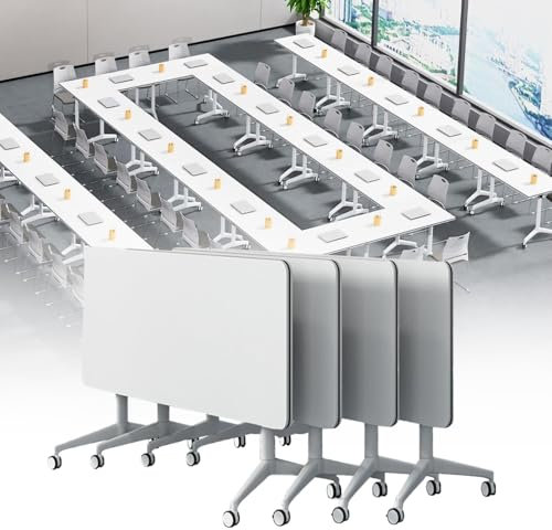 Klappbarer Konferenztisch mit feststellbaren Rollen, Konferenzraum-Schulungsraum-Flip-Top-Mobiler Schulungstisch, Klappbarer Besprechungstisch Konferenzraumtisch für Büro, Zuhause, Klassenzi