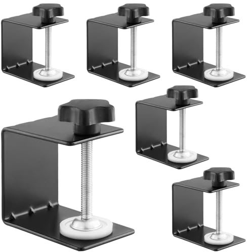 SINJEUN Lot de 6 pinces en C noires en acier laminé à froid Tigre pour bureau, clôture, tiroir, installation avant de meubles, armoires, tiroirs