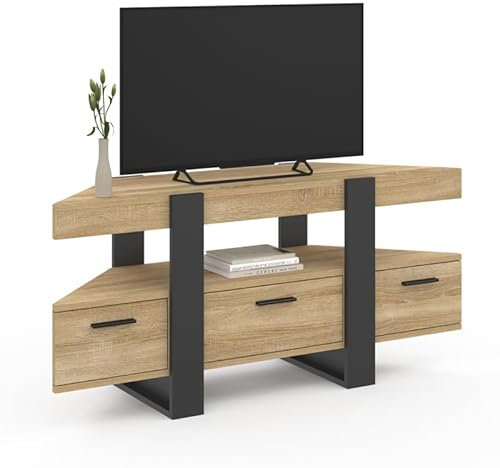 IDMarket - Meuble TV 110 cm d'angle Phoenix avec tiroir Bois et Noir