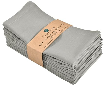 FINGERCRAFT Tovaglioli di stoffa per cena, in misto cotone e lino, con angoli smussati, confezione da 12 pezzi, qualità naturale di alta qualità, per uso quotidiano, feste, Pasqua, Ringraziamento,