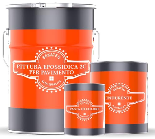 BEKATEQ 2C Resina epossidica 5kg Avorio chiaro I Pittura per pavimenti industriali, garage, officine I Vernice per calcestruzzo a basso odore, rivestimento per pavimenti interni e esterni BE-702