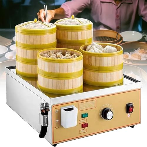 JJENXYYDS Cuiseur À Vapeur Électrique Commercial,Machine Électrique À Vapeur Petits Pains,pour la Cuisson des légumes, Tube en U en Acier Inoxydable, Chauffage, Alarme d'ébullition sèche,Four-Hole