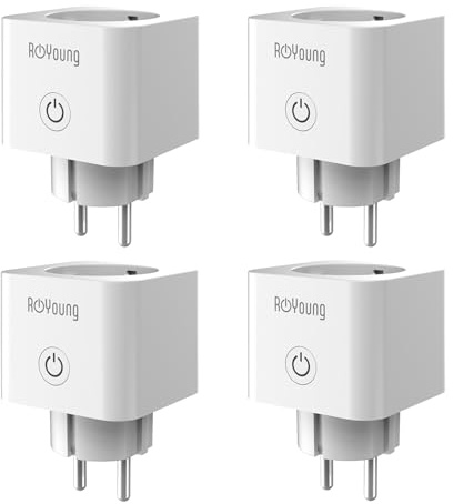 ROYOUNG WLAN Steckdose 4er Pack Smart Home Plug 16A 2,4GHz mit Strommessung kompatibel mit Alexa/Google Home, Stromverbrauch Messen, Sprachsteuerung, APP Fernsteuerung