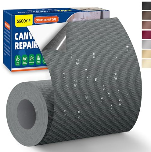 Flicken Selbstklebend Stoff, Selbstklebend Textilklebeband Dunkelgrau | Wasserdichtes Leinwand Stoff Selbstklebend Reparatur Patches, Reparaturflicken für Zelte, Sofa, Markise, Stühle