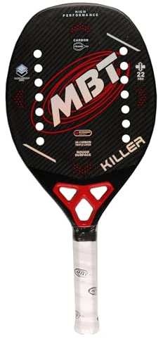 MBT KILLER, Racchetta Beach Tennis 3K Carbonio Triple Layer - Trattamento ruvido- Eva High Power – Leggera e Bilanciata – Profilo 22 mm - Custodia inclusa - testimonial Andrea Reginato