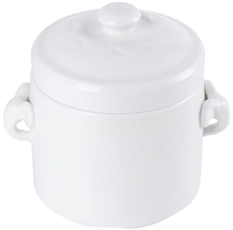 Gaxcent Suppenterrine Porzellan mit Deckel, Weiße Suppenschüssel Keramik für Restaurant Zuhause Küche Dekoration Suppentopf,Weiß,600ml