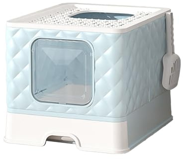 Caja de Arenas para Gatos, Tipo Cajón Semi Cerrado Inodoro Gatos Desmontable Lavable Gran Espacio Caja Arenas Mascotas con Tapa Inodoro Anti Salpicaduras para Gato y Gatitos