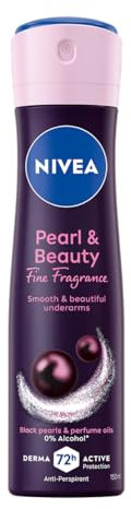 NIVEA Deodorante Spray Pearl & Beauty Fine Fragrance 150 ml, Deodorante donna antitraspirante per una protezione 72h, Formula con Estratti di Perla Nera e Oli profumati per un fragranza raffinata