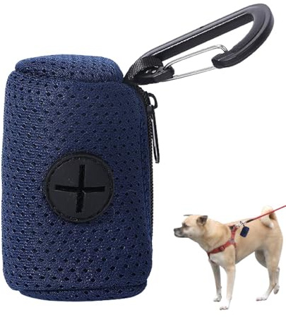 Dispensador De Bolsas De Caca De Perro - Adjunto De Correa De Tela De Malla Con Cremallera | Soporte De La Bollsa De Residuos Portátiles Para Perros | Elegantes Suministros Para Mascotas Para Caminar,